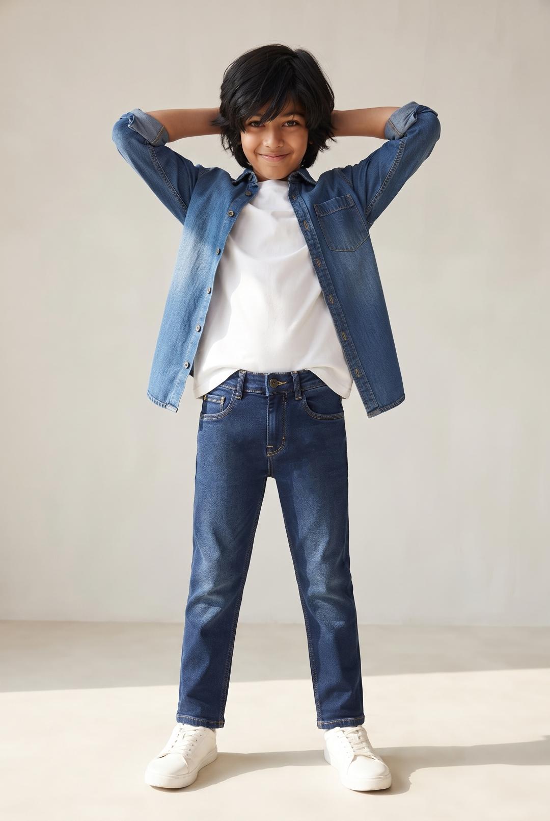 Tales & Stories Boys Denim Blue Slimt Fit Jeans Slimt Fit Jeans