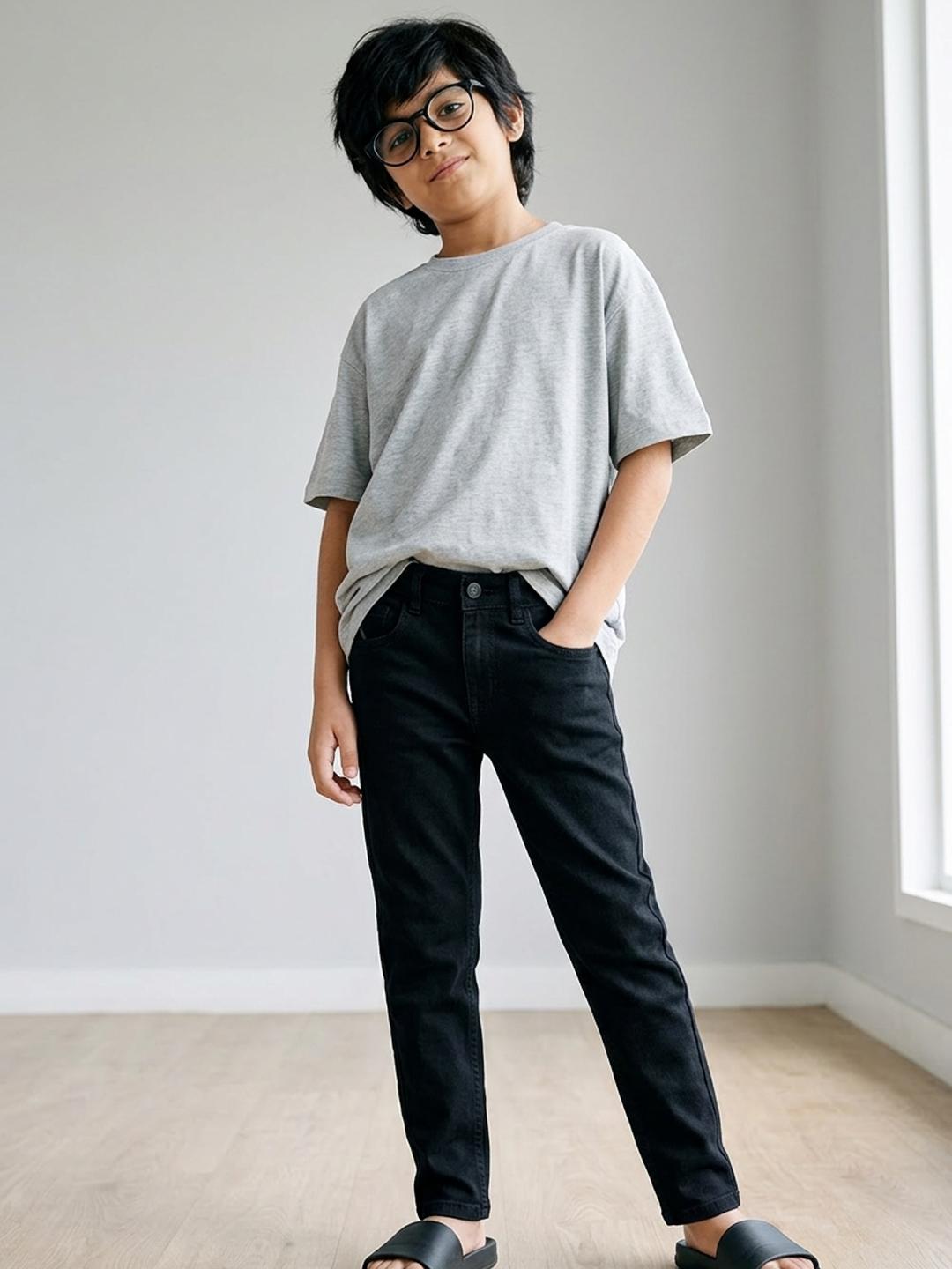 Tales & Stories Boys Denim Black Casual Slimt Fit Jeans