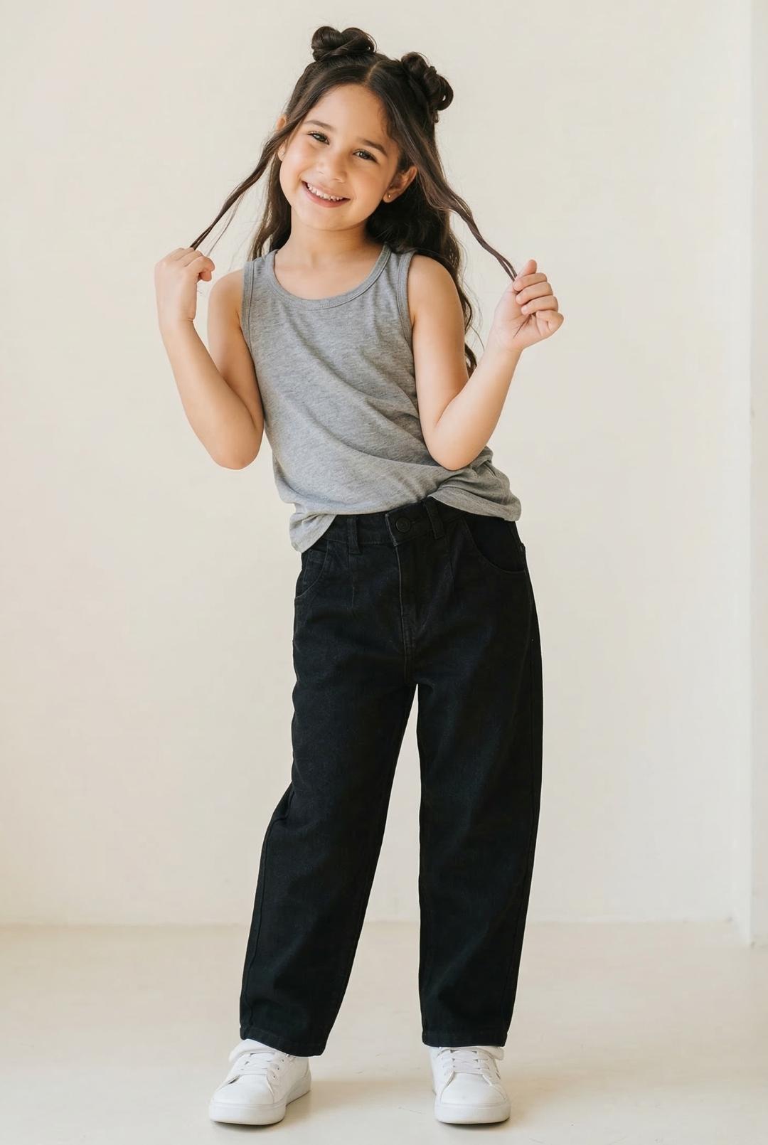 TALES & STORIES Girls Black Slouchy Fit Mid-Rise Stretchable Jeans