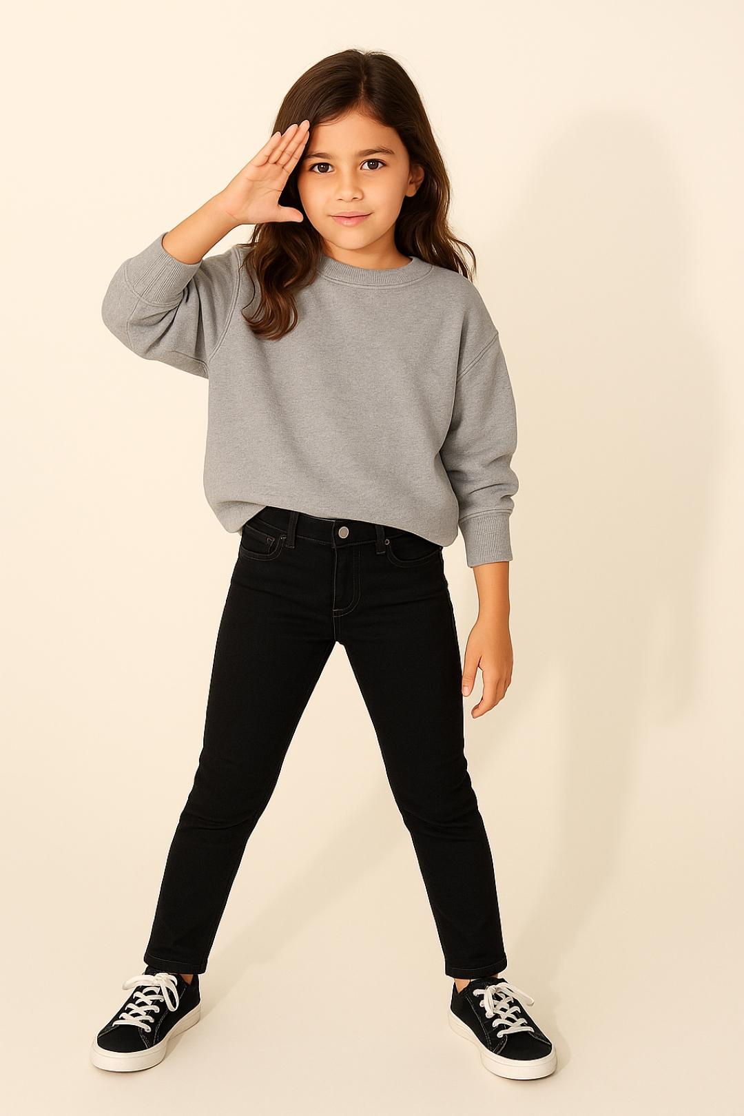 TALES & STORIES Girls Black Slim Fit Mid-Rise Dark shade Stretchable Denim Jeans