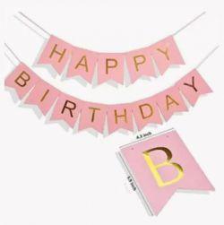 Light Pink Happy Birthday Banner