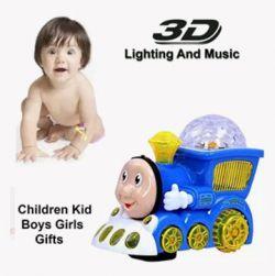 Musical Engine Train with 4D Light and Sound Toy Blue