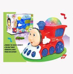 Musical Engine Train with 4D Light and Sound Toy Blue