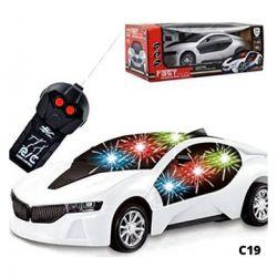 White Remote Control Fast Modern Car With 3D Light