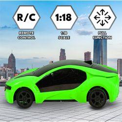 Green Remote Control Fast Modern Car With 3D Light