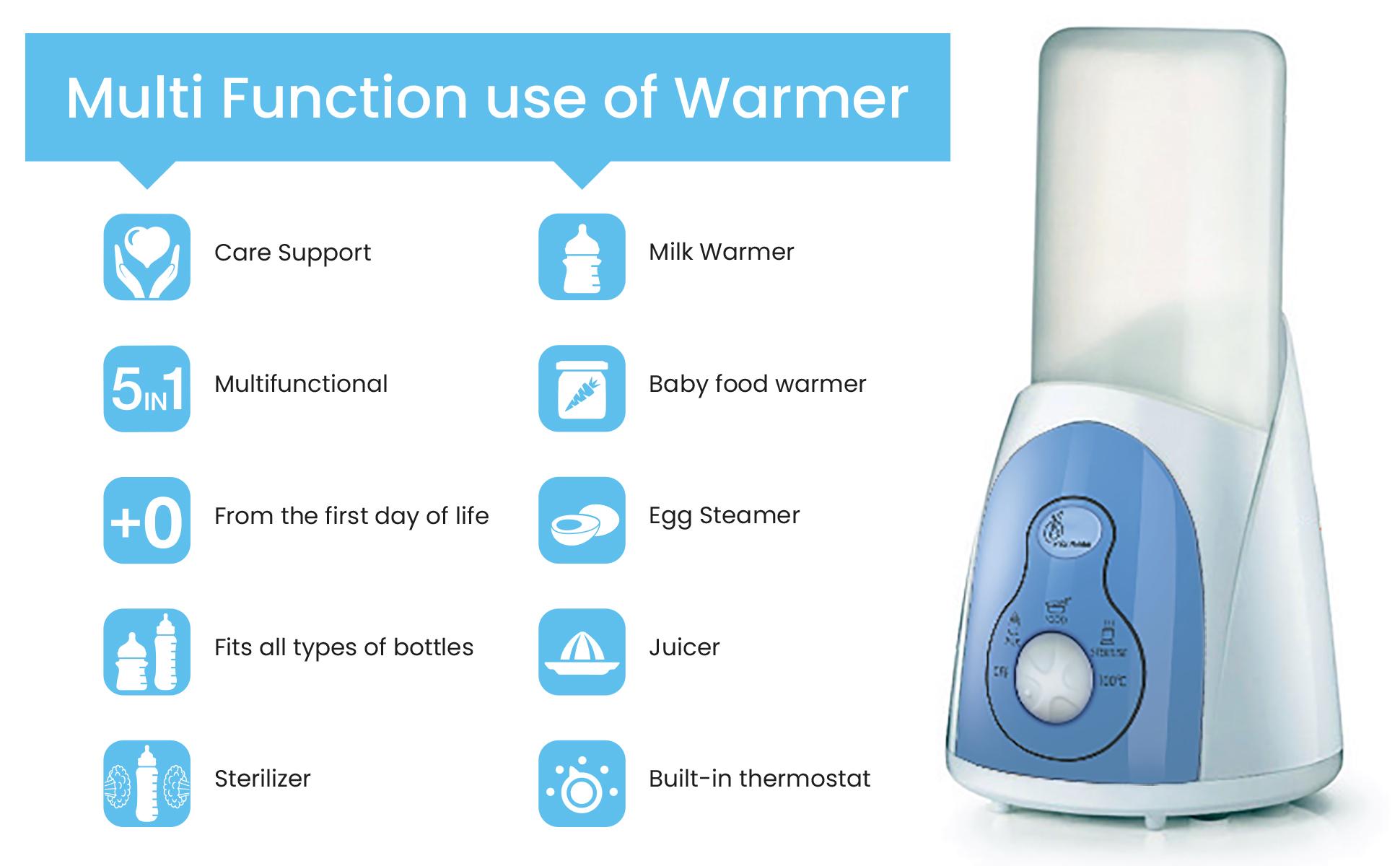 R for Rabbit Hot Bot Bottle Warmer & Sterilizer | Electric Baby Food, Water & Milk Heater & Defrost with Manual Temperature Adjustment, Bpa Free Nipple (Blue-White), 1 Count
