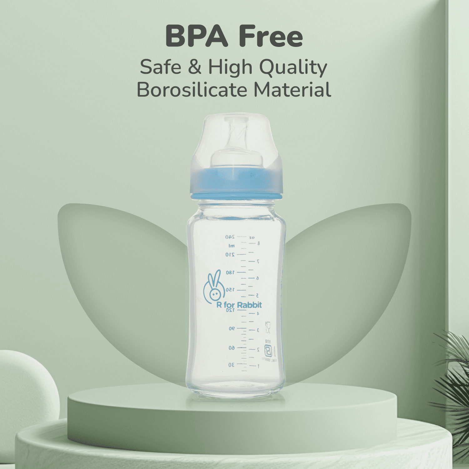 Glass Feeding Bottle 120 ml - Lake Blue