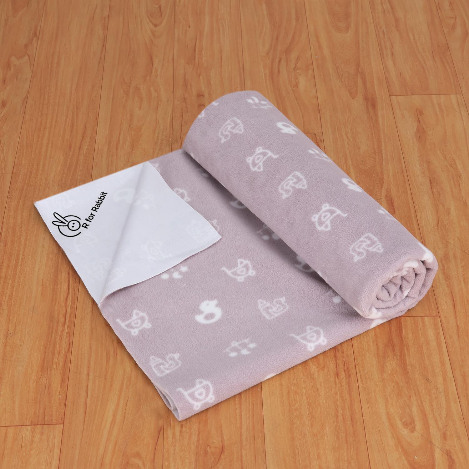 R for Rabbit Waterproof Quick Dry Sheet for Baby | Anti-Piling Fleece Breatheable Fabric Extra Absorbent Instant Dry Baby Bed/Cot Protector Mat (Size-S,Grey)