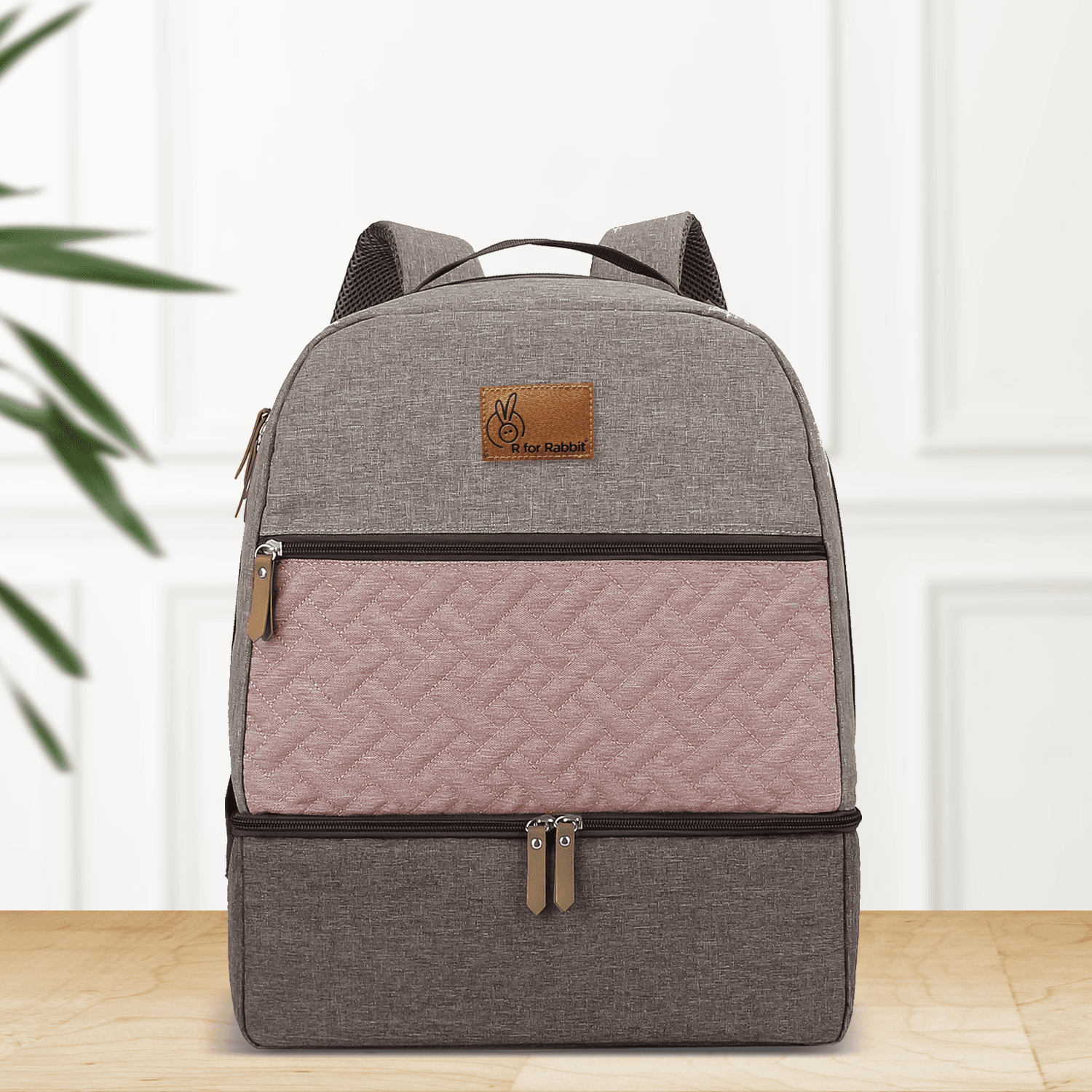R for Rabbit Caramello Truffle Diaper Bags for Mother, Multipurpose & Large Capacity Stylish Maternity Diaper Backpack for Mom (Grey Pink)