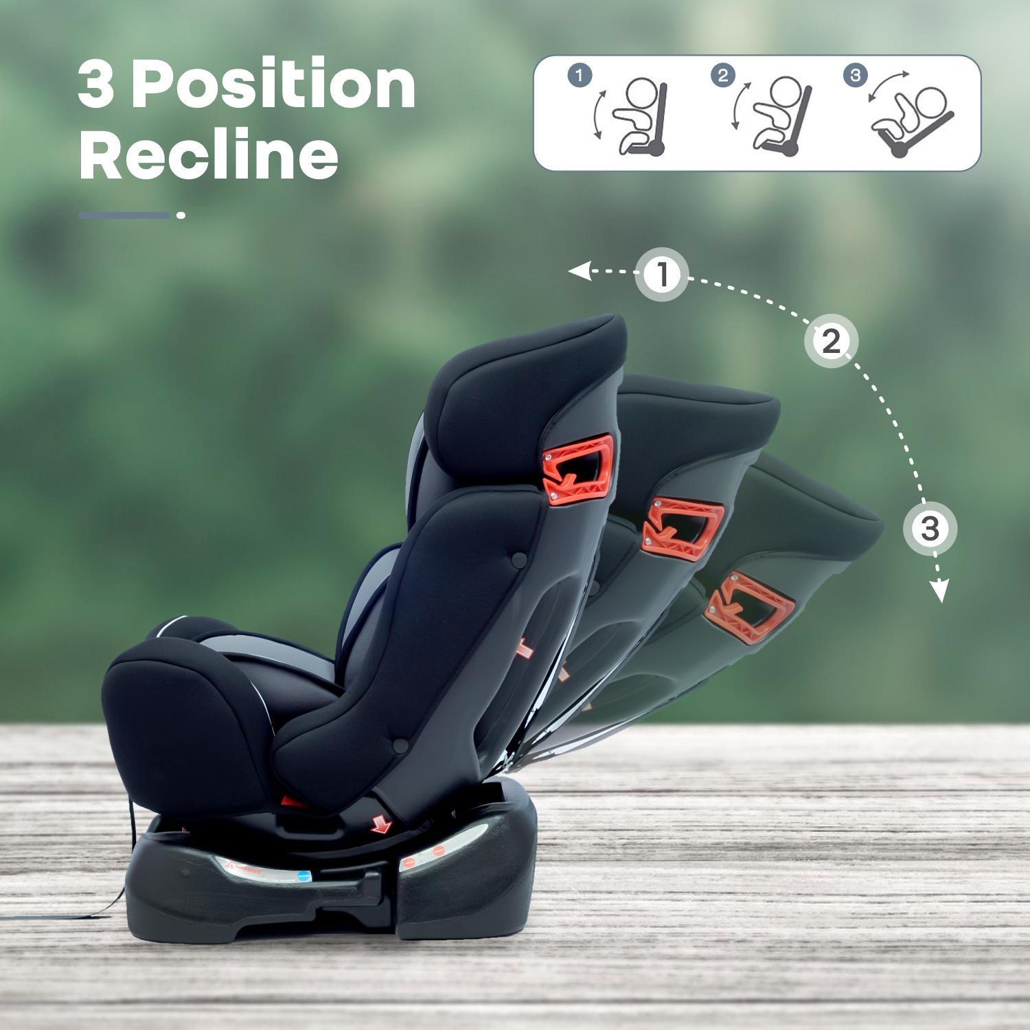 R for Rabbit Convertible Baby Car Seat Jack N Jill Grand Innovative ECE R44/04 Safety Certified Car Seat for Kids of 0 to 7 Years Age with 3 Recline Position | 6 Months of Warranty | (Black Grey)
