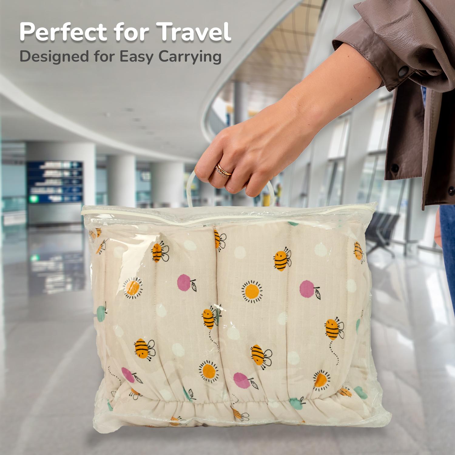 R for Rabbit Snuggy Bliss Baby Sleeping Bag Bedding Set | Premium 100% Muslin Cotton Carrying Nest for New Born Babies & Infant | Travel Friendly for 0-6 Months Baby Girl and Boy (Honey Beige)