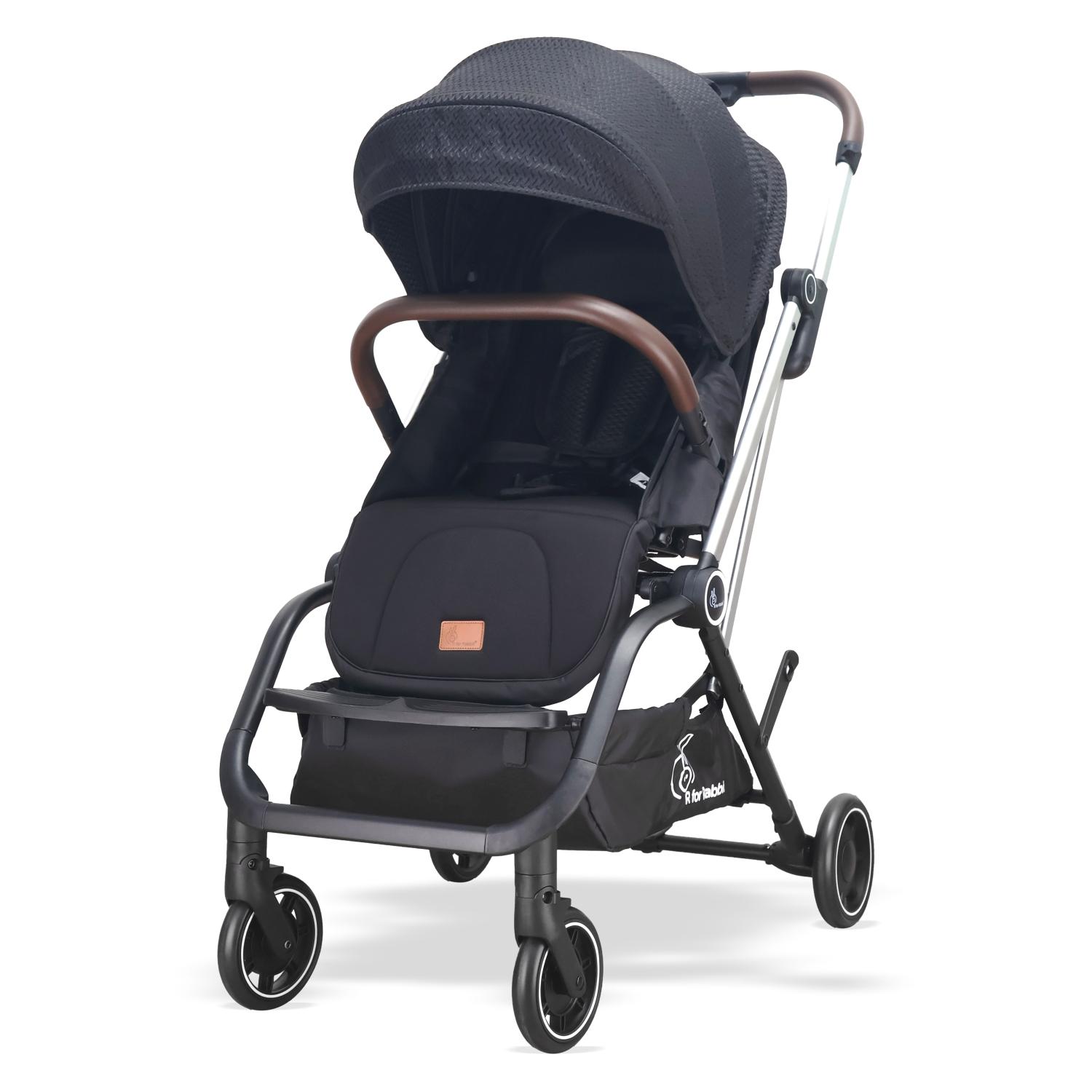 R for Rabbit Street Smart 360 Degree Rotatable Stroller for Newborn Baby| Aluminum Frame Pram with Quick Fold|Premium Travel Friendly Stroller for 0-3 Years Babies|(Pure Black)