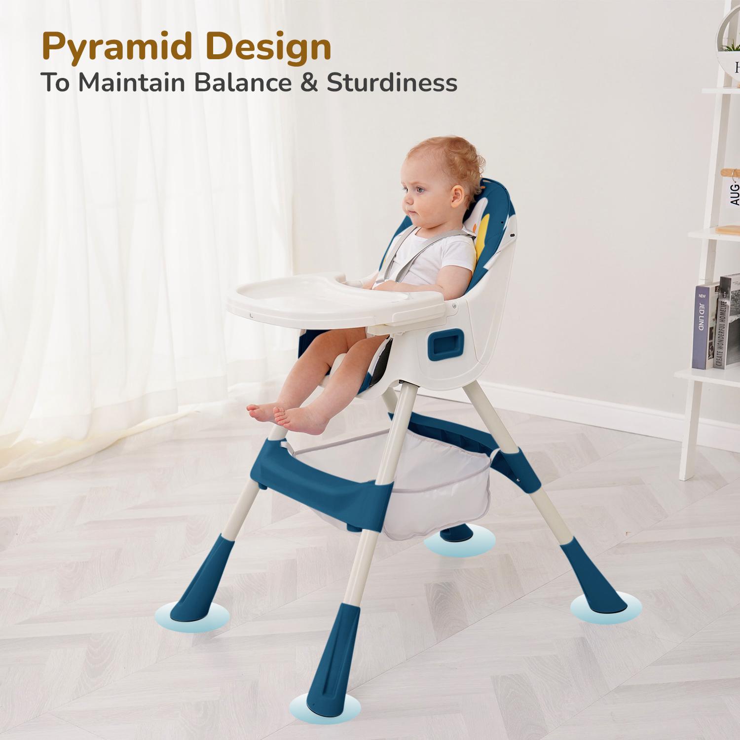 R for Rabbit Sugar Doodle Plus High Chair for Baby 3-in-1 Convertible Rocking Chair, Smart & Compact Fold with Dual Detachable Meal Tray for 6 Months to 5 Years Kids |(Indigo Dye)