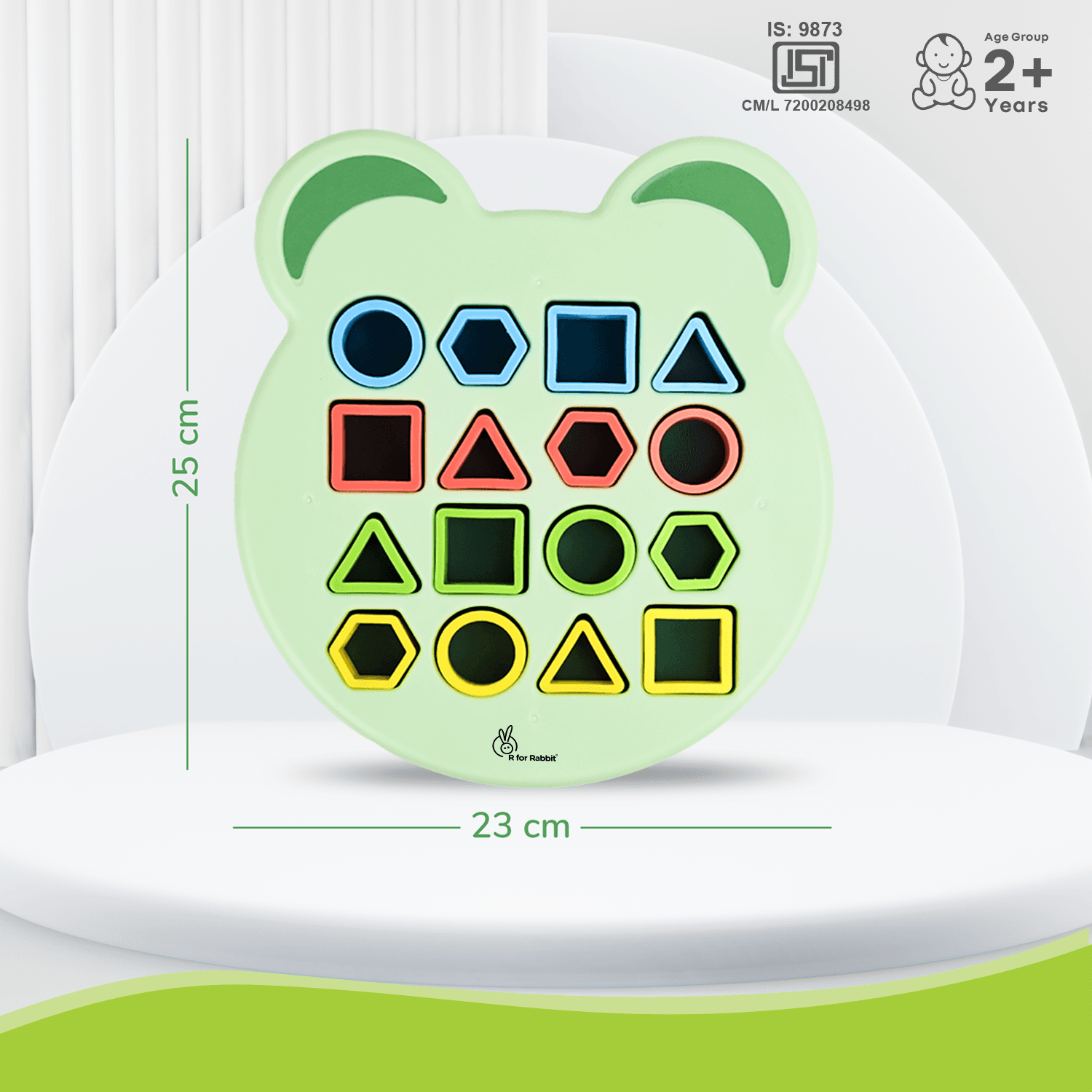 R for Rabbit Orapple Match N Learn Shape Matching Game Toy 12 Activity Cards Kids Color & Geometric Shapes Learning Puzzle 2+ Years for Baby Girls Boys Preschool (Green Multi)