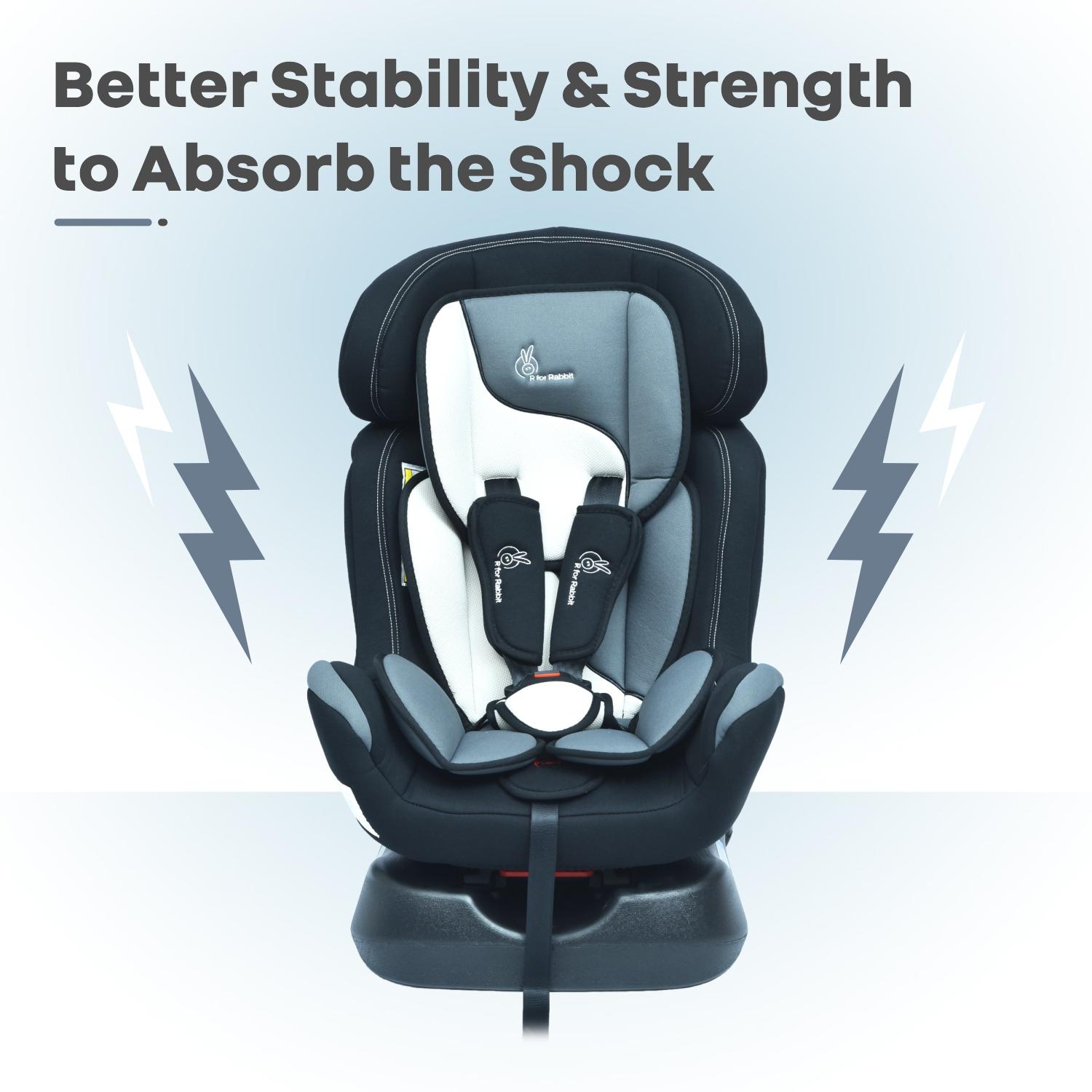 R for Rabbit Convertible Baby Car Seat Jack N Jill Grand Innovative ECE R44/04 Safety Certified Car Seat for Kids of 0 to 7 Years Age with 3 Recline Position (Black Multicolor)