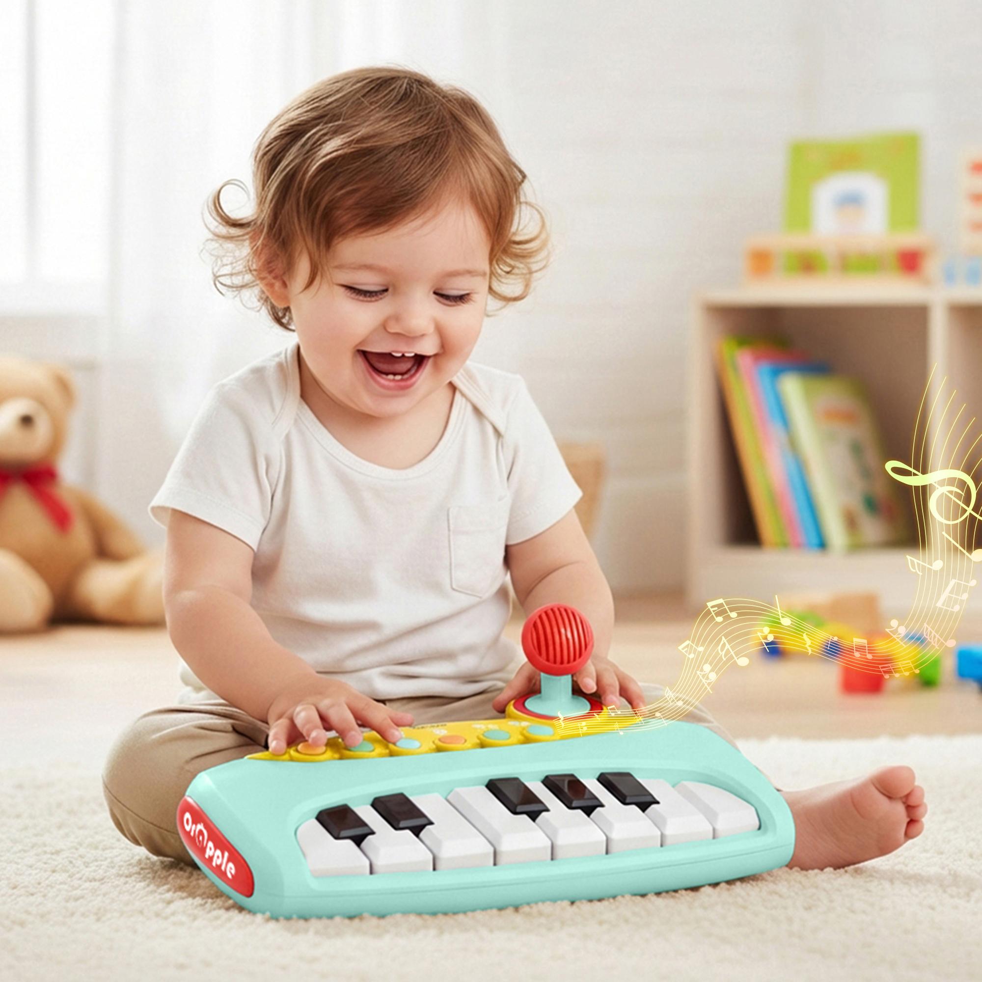 R for Rabbit Orapple Funtunes Kids Piano Toy with Lights & Music | Musical Keyboard with Record & Play, Adjustable Volume, Auto Shut-Off | Educational Toy for Toddlers & Children 12+ M (Blue Multi)