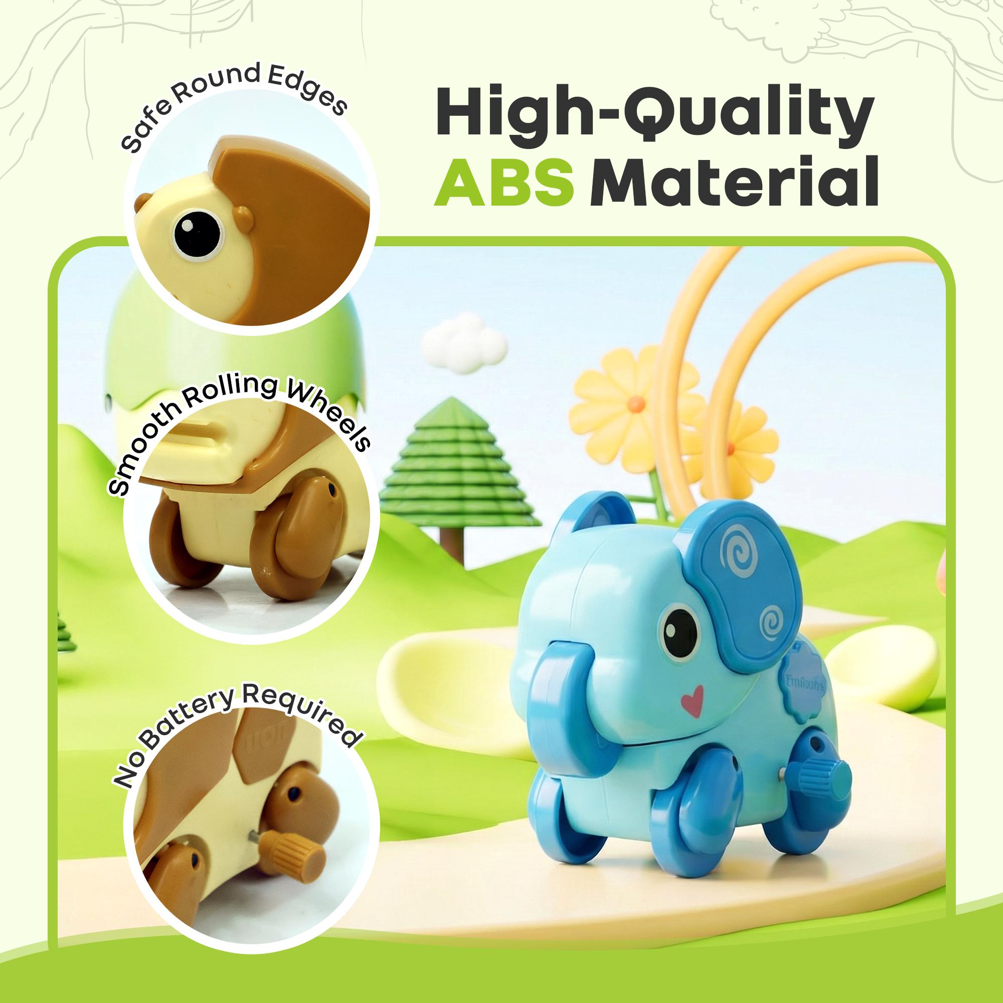 R for Rabbit 4Pcs Orapple Safari Wind-Up Toys for Kids Key Operated Battery-Free Safe ABS Material Animal Toy BIS Certified Boosts Motor Skills Creativity & Fun Playtime (Multi 1)