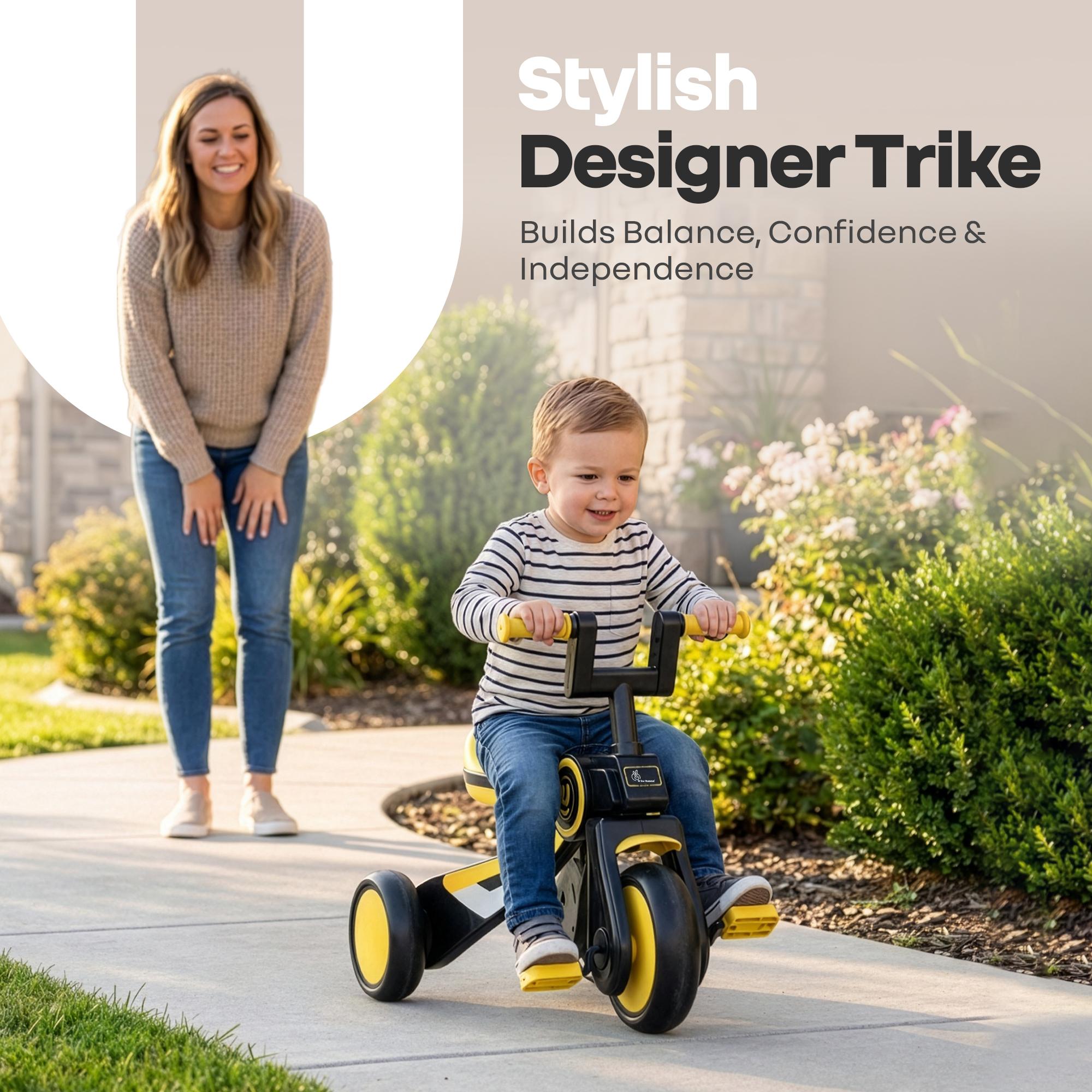 R for Rabbit Tiny Toes Y Ace Premium Designer Tricycle for Kids 2-5 Years Upto 25Kg Weight with Strong Metal Core Frame, Anti-Slip Handlebars & Smooth Wheels | 95% Pre-Installed Baby Trike (Yellow)