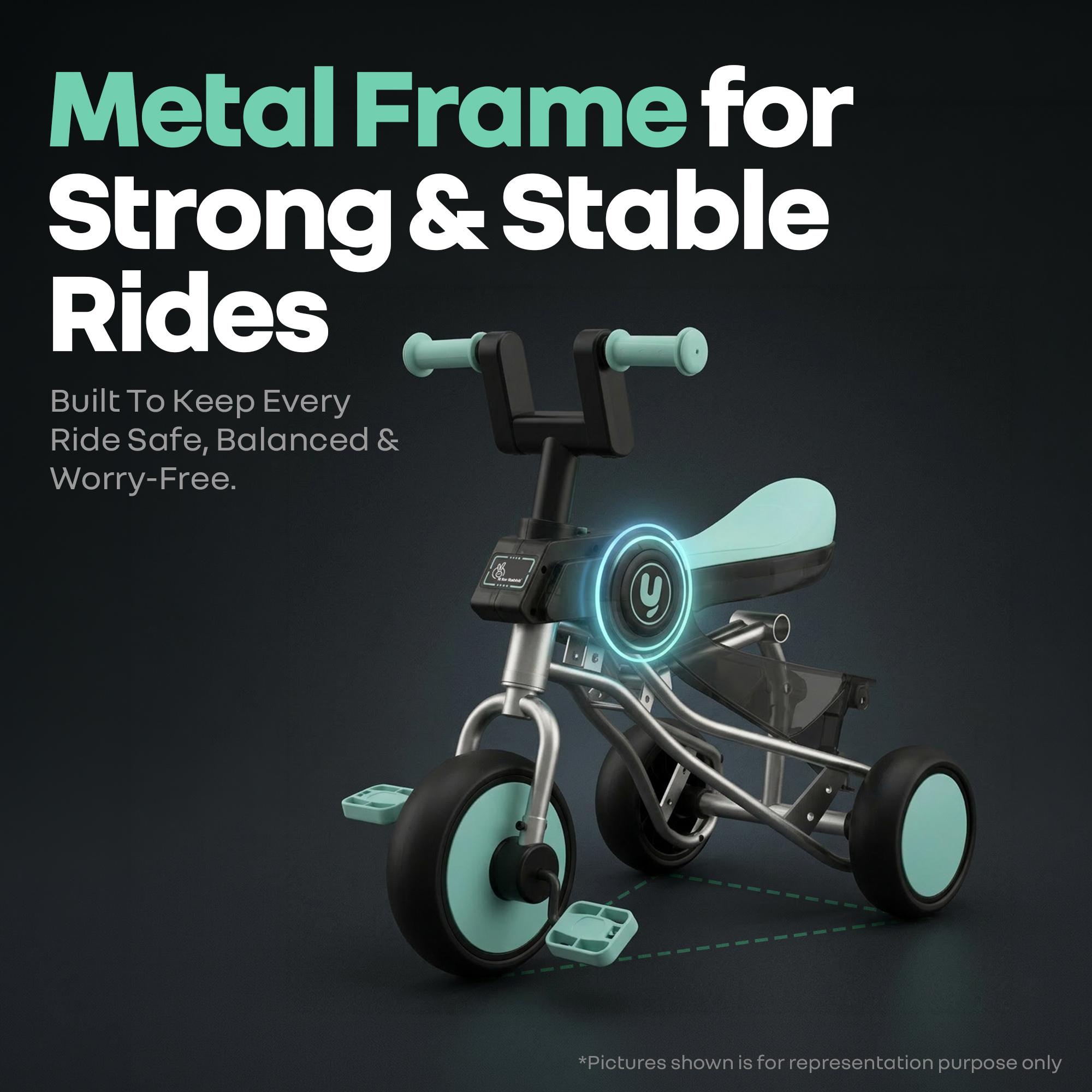 R for Rabbit Tiny Toes Y Ace Premium Designer Tricycle for Kids 2-5 Years Upto 25Kg Weight with Strong Metal Core Frame, Anti-Slip Handlebars & Smooth Wheels | 95% Pre-Installed Baby Trike (Sea Green)