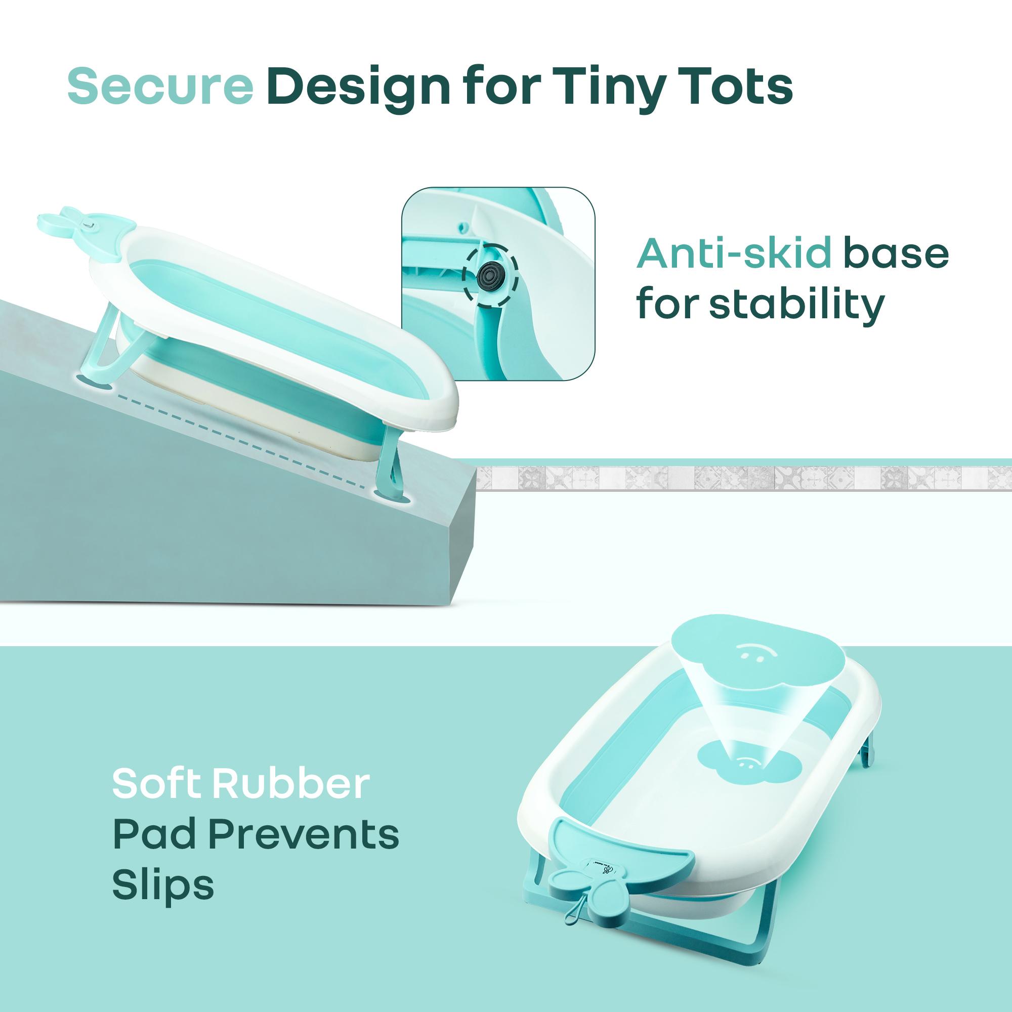 R for Rabbit Bubble Double Bunny Bath Tub Convertible Safe Ergonomic Detachable TPE Sling Foldable Travel-Friendly Weight Up to 20 kg 0-3 Years Baby Girls Boys Kids Bather Bathtub (Lake Blue)