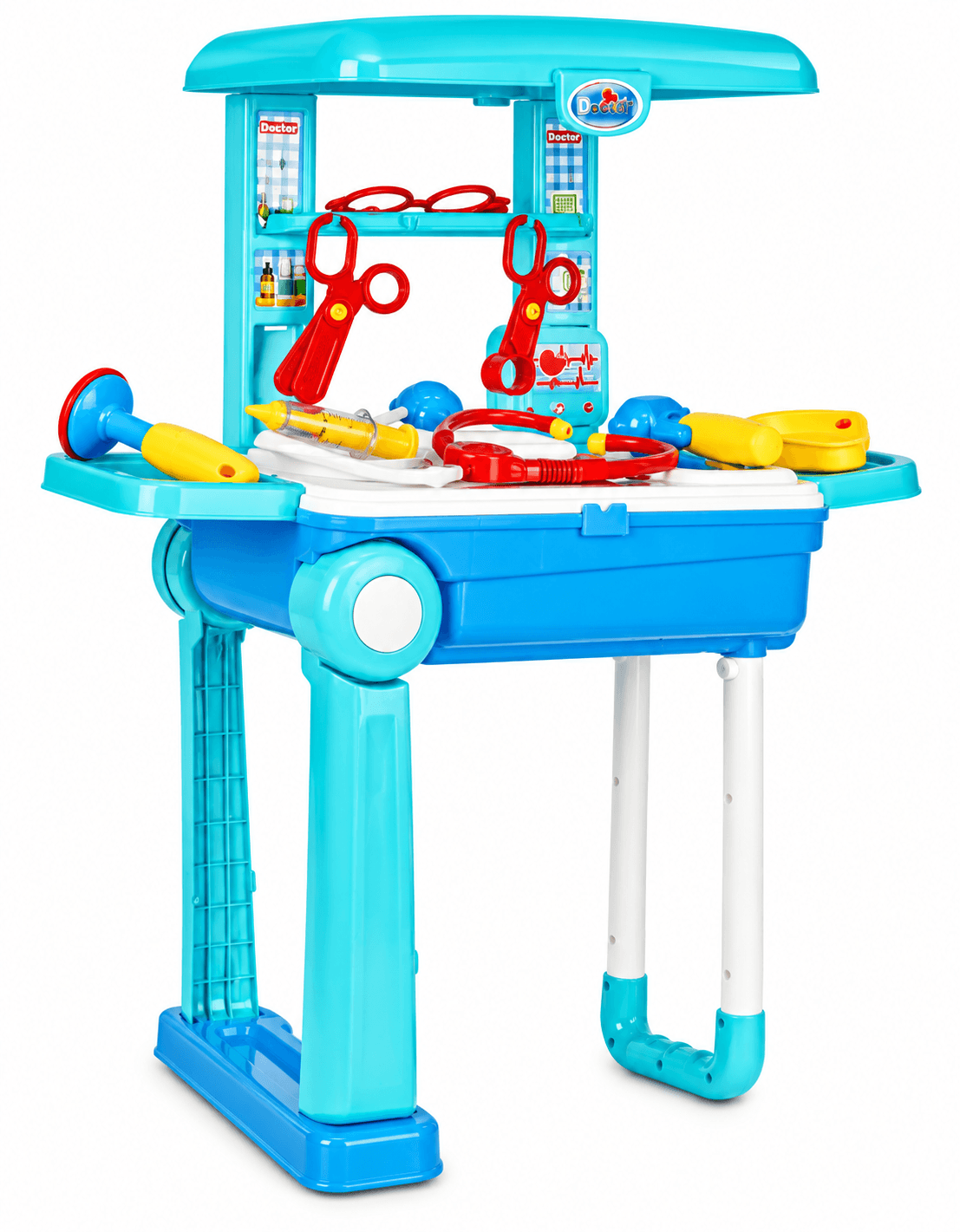 Ilearnngrow Toys Premium Doctor Set with Pull & Push Trolley for Kids,Doctor Set with LED Light Instruments, Pretend Play Doctor Set for Kids Above 3 Years, 13 Piece Doctor Kit, BIS Approved.