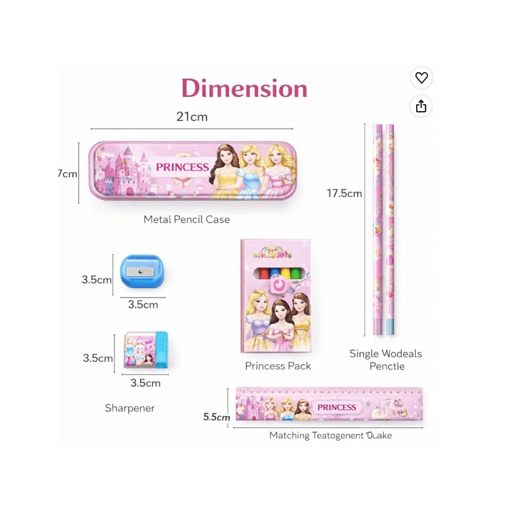 iLearnNGrow Princess Theme Stationery Rakhi Combo – Princess Pencil Box Set with Castle Rakhi for Kids