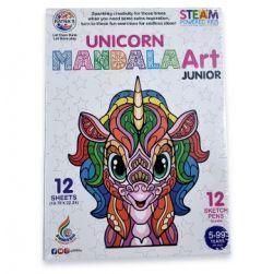 Mandala Art Junior Unicorn The Coloring Kit with 12 Sheets & 12 Sketch PENS