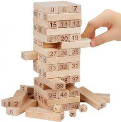 54pcs Wooden Tumble Tower Game Stacking Tumbling Tower Game