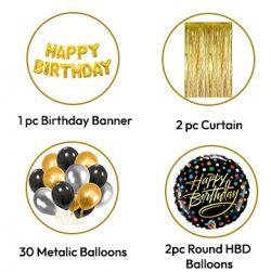 Happy Birthday Decoration Kit set Golden