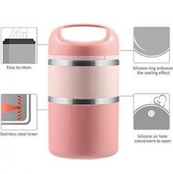 2 Layer Tedemei Superior quality Stainless steel lunch box (Pink)