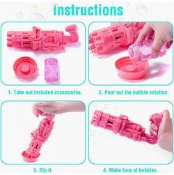 8-Hole Electric Bubbles Gun Pink Color