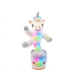 Dancing Unicorn Toy Repeats What You Say Talking Toy Wriggle Singing (White)