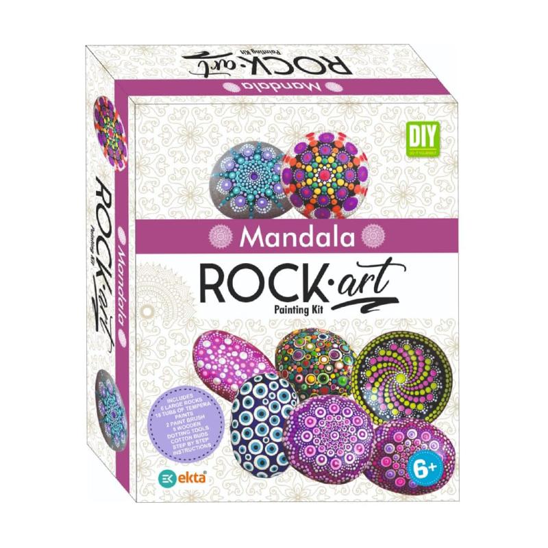 Mandala Rock Art Painting Kit with Natural Rocks Acrylic Paints & Brushes DIY Craft Set
