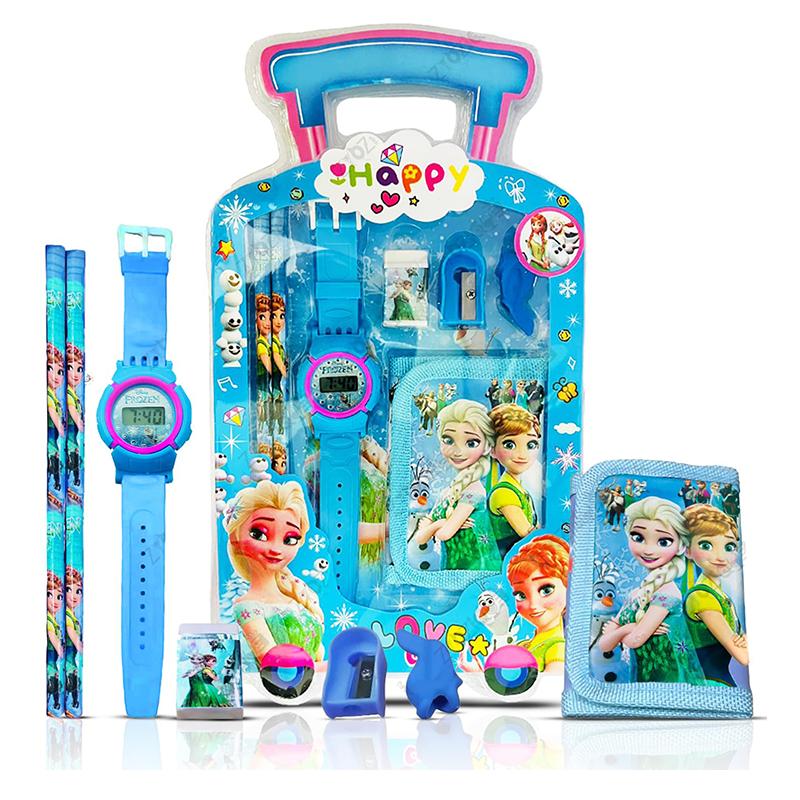 Frozen Fever watch Stationery set - Blue | School Accessory for Students | Kids School Stationery Accessory | School Accessories