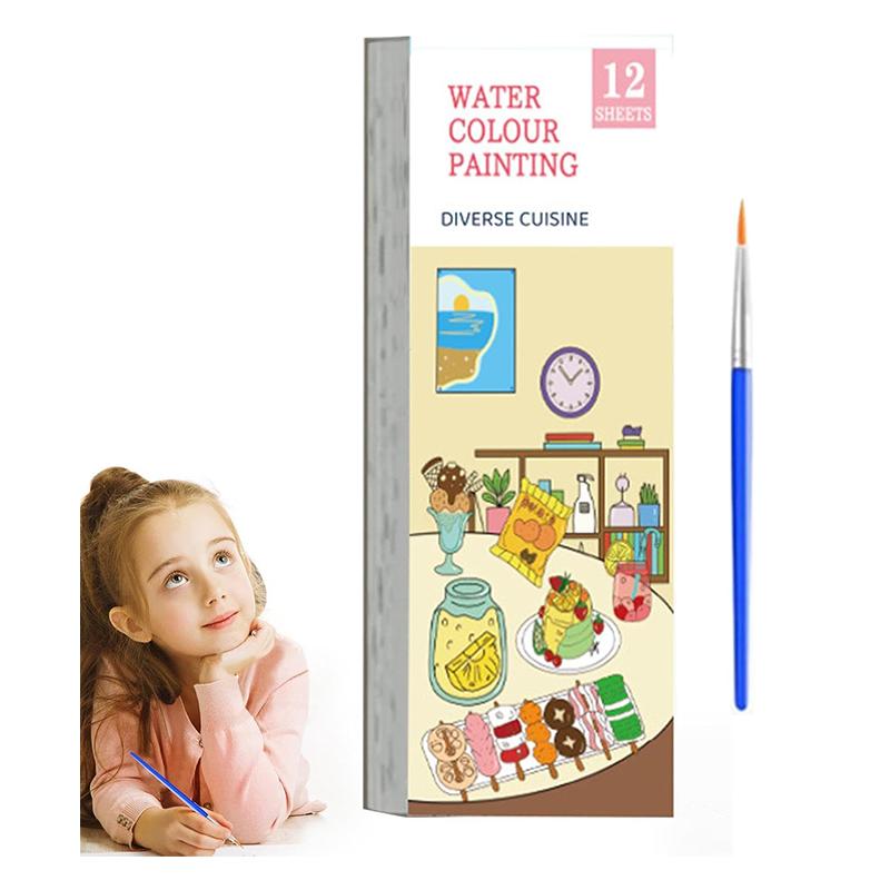 Diverse Cuisine 12 sheet watercolor painting book | School Accessory for Students | Kids School Stationery Accessory | School Accessories