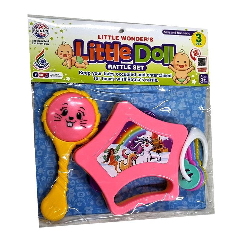 Little doll rattle set 3pcs
