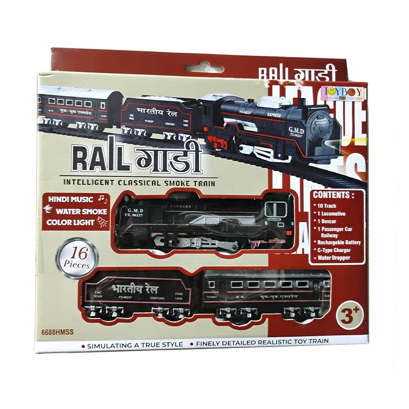 Rail Gaadi Smoke Train - Black | Train Toy Set for Kids | Battery Operated Track Railway Train | Train Sets