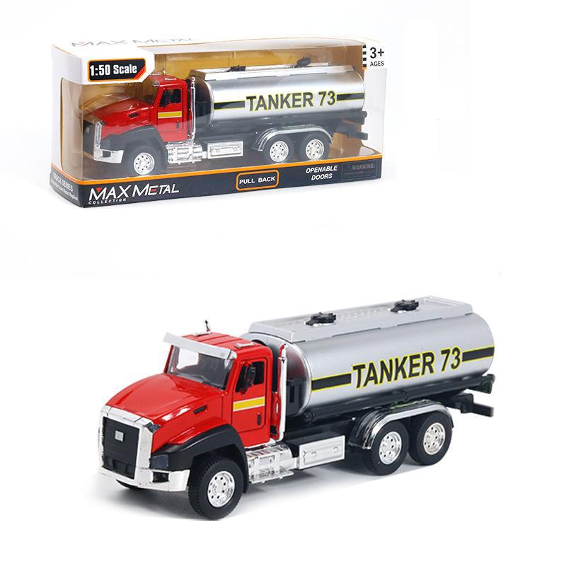 Max Metal Die Cast 1.50 Scale Pull Back Metal Alloy Tanker (Red)
