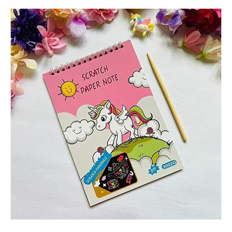 Unicorn Scratch Book Magic Doodle Notepad for Kids Arts Pink | Art & Craft Kit for Kids | DIY Creative Activity Set | Art & Craft