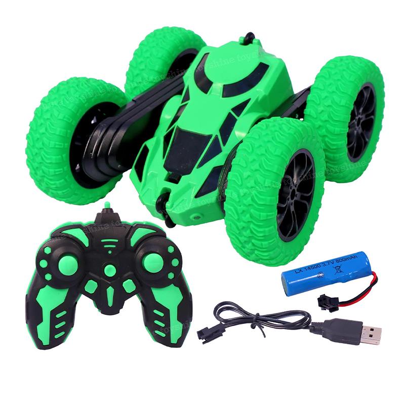 Stunt Double-Sided Fast & Flips 360° Rotating Remote Control Car (Green)