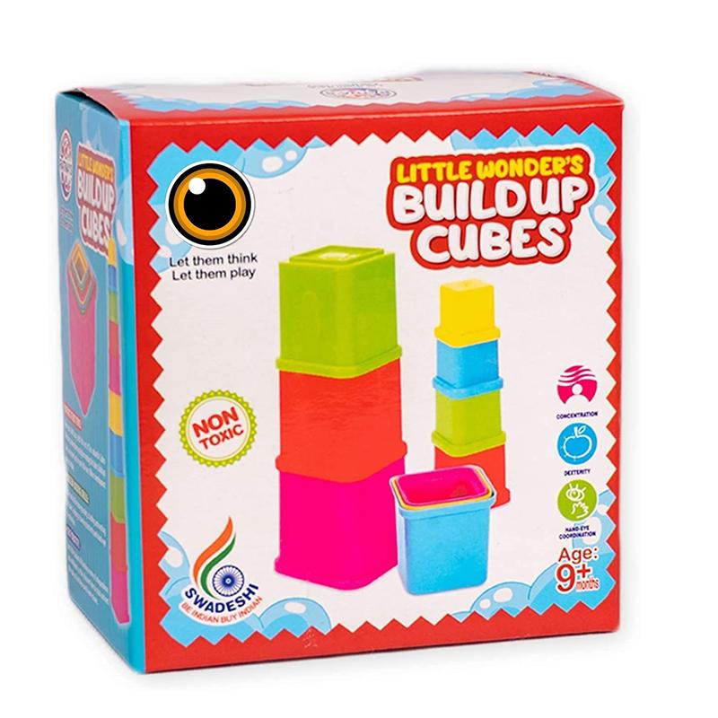 Ratnas Plastic Build Up Stacking Cubes | Building Blocks Toy for Kids | Construction Set Learning Toy | Building Blocks