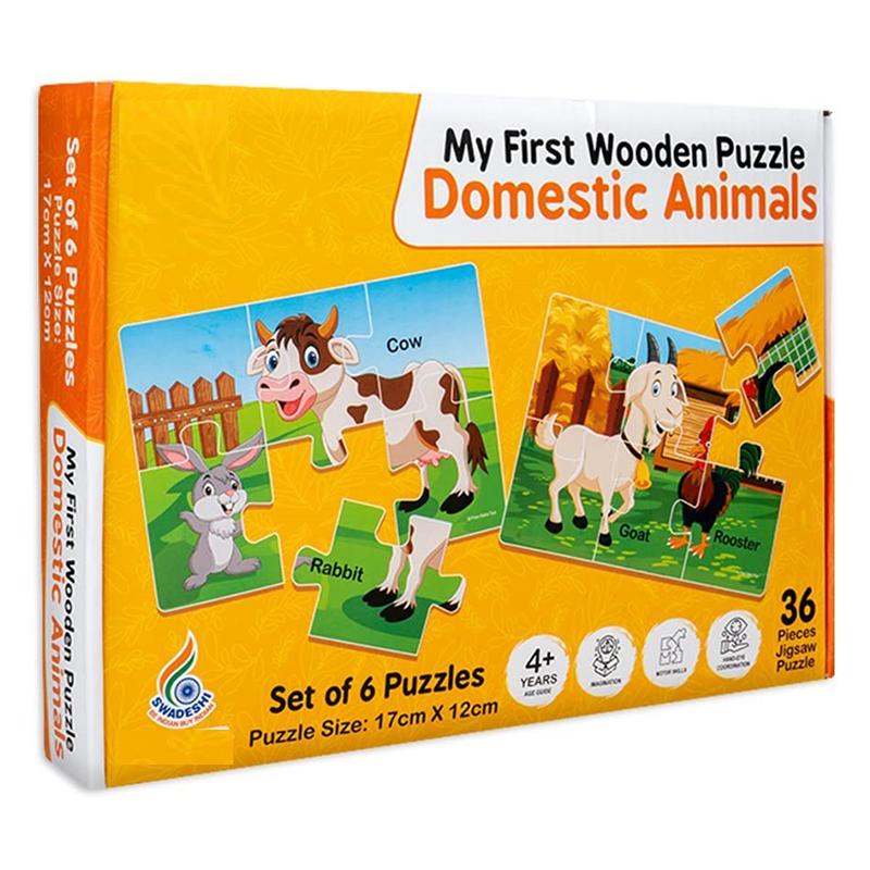 Ratnas My First Wooden Puzzle Domestic Animal | Puzzle for Kids | Brain Development Jigsaw Puzzle | Puzzles