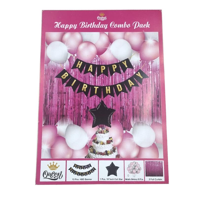 Star Happy Birthday Banner combo pack (Dark Pink)