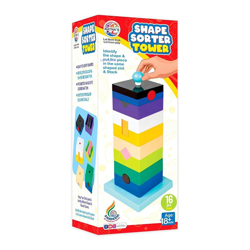 Ratnas Shape Sorter Tower | Building Blocks Toy for Kids | Construction Set Learning Toy | Building Blocks