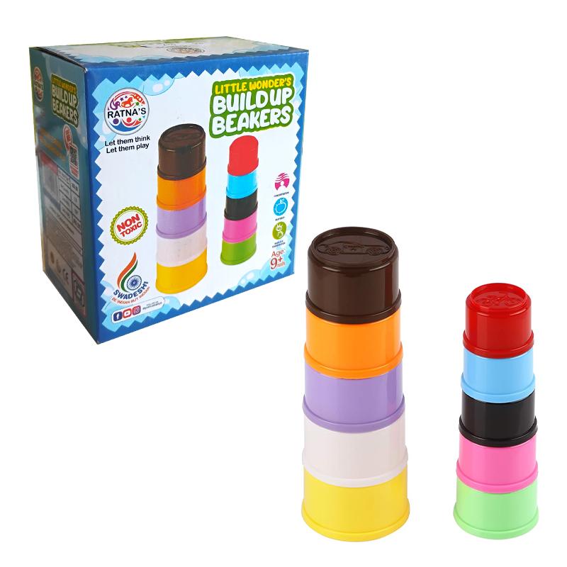 Ratnas Plastic Build Up Stacking Beakers | Building Blocks Toy for Kids | Construction Set Learning Toy | Building Blocks