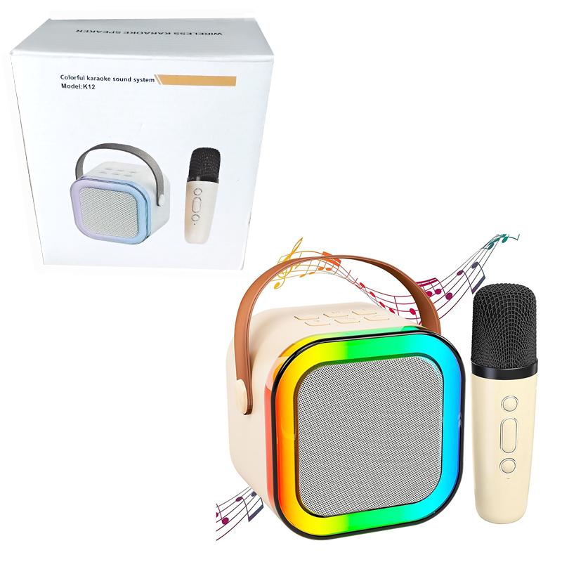 Colorful Karaoke Sound System with 1 Mike Beige Bluetooth Karaoke Speaker for Kids