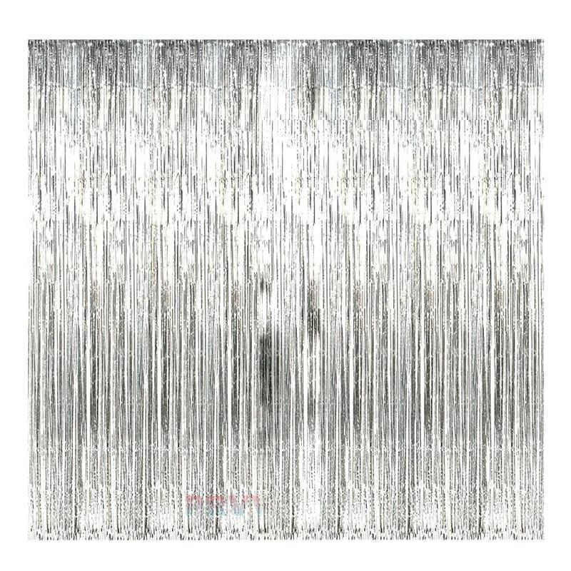 Foil Fringe Curtain Silver | Party Curtain Decoration | Foil Shimmer Party Backdrop Curtain | Party Curtains