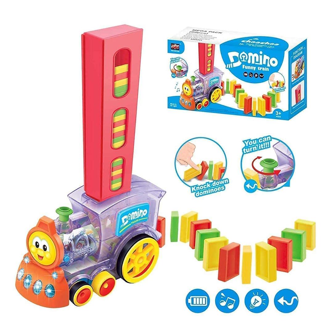 Domino Funny Train Automatic Domino Laying Train Toy with Light & Sound for Kids