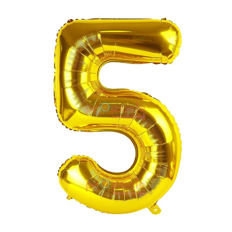 KIWI Numbers Foil Balloons(golden,5) | Party Balloon Set | Birthday Decoration Balloon Pack | Party Balloons
