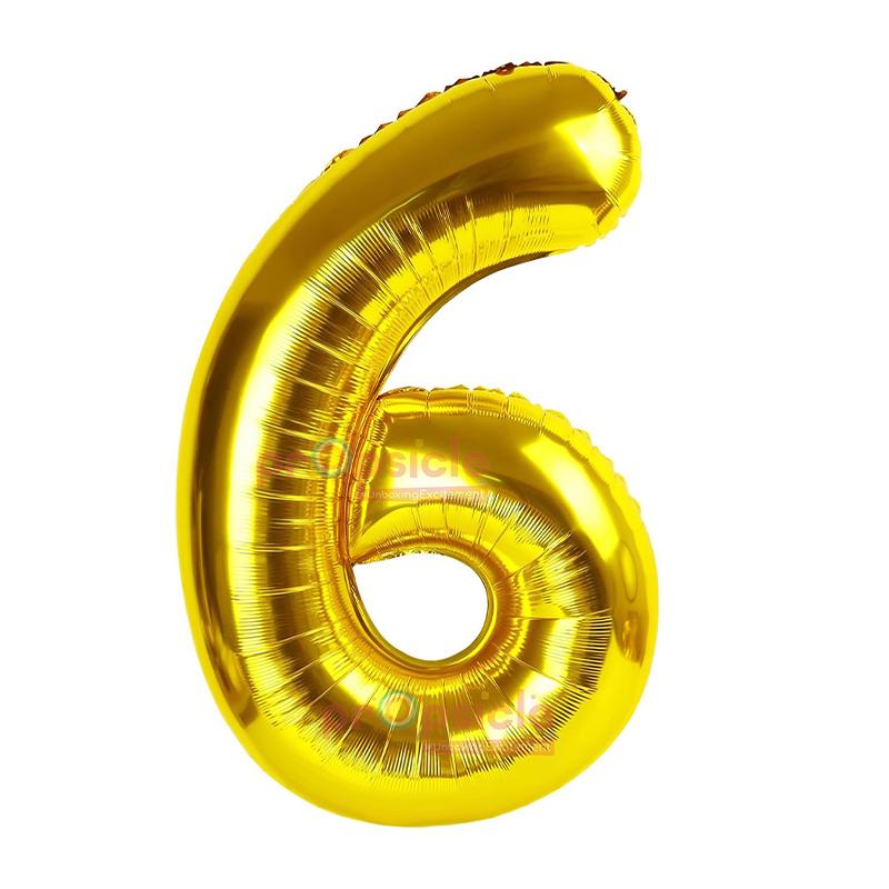 KIWI Numbers Foil Balloons(golden,6) | Party Balloon Set | Birthday Decoration Balloon Pack | Party Balloons
